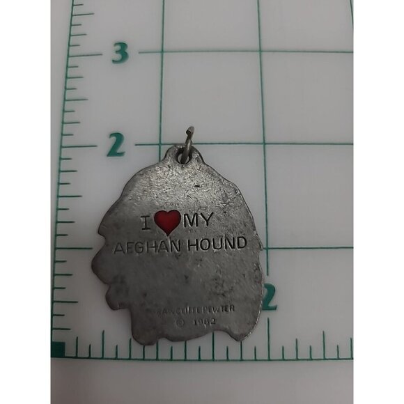 Vintage 1982 Rawcliffe Pewter Key Chain I Love My Afghan Hound - Picture 2 of 2